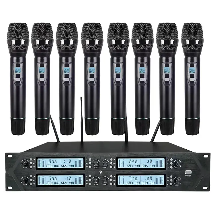 Voxfull OEM 4/8-Channel UHF Sem Fio De Metal Handheld Microfones Sem Fio Sistema de Áudio Profissional Mic para Igreja Karaoke