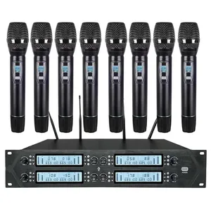 Sistema de Micrófonos Inalámbricos de Mano Metálicos UHF de 8 Canales Voxfull OEM, Audio Profesional para Iglesia y <span class=keywords><strong>Karaoke</strong></span> - Product Image 1
