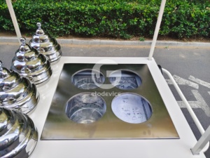 Carrito de Mano Personalizado de Color Blanco, Carrito Pequeño para Alimentos, 4 Cubetas para Helados, Carrito Móvil para Venta de Helados - Product Image 6