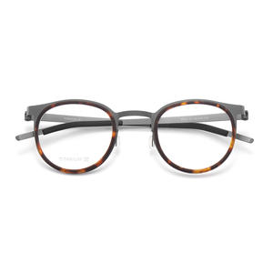 Montures de lunettes rondes en titane écaille de tortue 9704 C3 46-23-145, légères, monture complète, design unisexe - Product Image 1