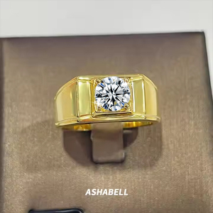 Siap Kirim Cincin Pernikahan Perak Sterling 925 untuk Pria 1ct GRA Mossanite Emas 18K Cincin Moissanite Elegan - Product Image 4
