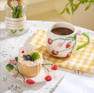 Taza Ceramica Cerezas Tazas Con <strong>Platillos</strong> Curiosas Tazas De Ceramica Cafe - Product Image 1