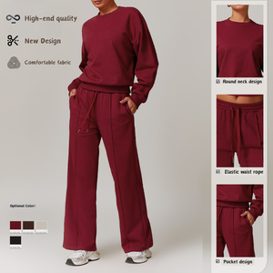 Vendita calda da donna Set da palestra per il Fitness in tinta unita reggiseno sportivo in tinta unita pantaloni sportivi da tuta a manica lunga canottiera Yoga gilet con coulisse 2 pezzi - Product Image 2