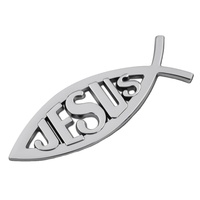 Personnalisé Offre Spéciale Abs En Plastique Chrome Argent Jésus Poisson Decal Christian Insigne De Voiture Emblèmes pour La Décoration De Carrosserie
