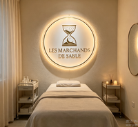 Enseigne lumineuse personnalisée en acrylique, logo rond rétroéclairé, décoration murale 3D LED illuminée pour salon de beauté, spa, boutique de détail