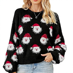 Pulls décontractés anti-boulochage pour femmes, motif dessin animé de Noël, vente en gros, marque privée, OEM, ODM, fournisseur pour commandes en gros - Product Image 1