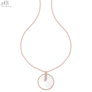 New Collection 18K Solid Rose Gold Natural White Mother-of-Pearl With Natural Diamond Pendant Necklace For Women Engagement Gift - Product Image 6