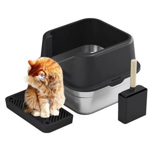 Furnitur Toilet kucing hitam kualitas tinggi persediaan hewan peliharaan pabrik grosir harga murah kotak sampah kucing baja tahan karat portabel - Product Image 1