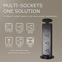 Prise de bureau escamotable à 4 prises, norme américaine 110V-250V 16A, 3 broches, avec levage manuel dissimulé