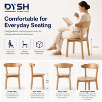 Chaise de salle à manger en bois de hêtre allemand, assise ronde, dossier courbé, design en bois courbé pour la maison, restaurant, café, hôtel, bistrot