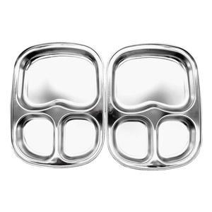 Ngăn thép không gỉ trẻ em tấm với khay dễ thương sinh viên có thể sử dụng tấm ăn tối chia định dạng Gạo Trái cây thực phẩm tablewar - Product Image 1