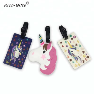 Lower MOQ 100pcs Promotion Gifts Creative Unicorn PVC Luggage Tag