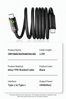 Câble de charge rapide magnétique 240W PD Type-C en nylon tressé 1,5M 480Mbps pour synchronisation de données des appareils intelligents – Commande en gros
