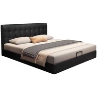 Gepolstertes Doppelbett mit Echtem Leder Massivholzrahmen Kopfteil Stauraum Großhandel Bettmöbel für Schlafzimmer Zuhause