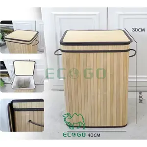 Vente chaude en gros ménage pliable stockage tissu panier panier à linge bambou panier à linge avec couvercle - Product Image 2
