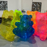 Ours gonflable scellé à l'air coloré Ours gonflable Ours de Noël transparent gonflable pour la décoration d'événements et de fêtes