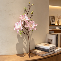 Fleur artificielle en soie Lotus Magnolia, toucher réaliste, en mousse PU, faite à la main, moderne, pour la maison, vase, mariage, Saint-Valentin, arrangement floral