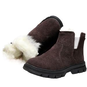 Botas de Nieve para Hombre, de Cuero y Gamuza, Forradas con Lana Gruesa, Antideslizantes, de Tacón Bajo, Cálidas para Invierno - Product Image 3