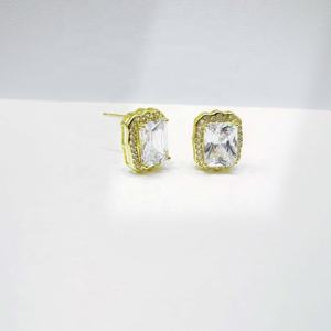 Boucles d'oreilles en argent sterling 925 plaqué or, serties de pierres multicolores, zirconiums cubiques ronds, hypoallergéniques, pour femmes. - Product Image 1