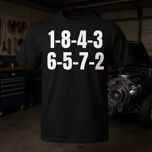T-shirt Firing Order Engine V8 Block Racing Mechanic 1-8-4-3 6-5-7-2 - Product Image 3