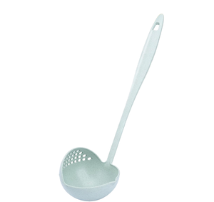 Cuchara de sopa de plástico con mango largo 2 en 1 cuchara de olla caliente restaurante cuchara de filtro de paja de trigo para el hogar - Product Image 3