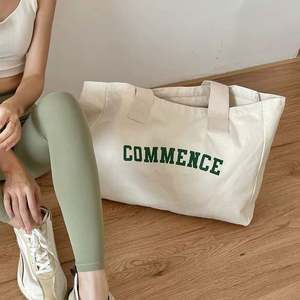 Bolsa de Lona de Algodón Extra Grande y Resistente, con Asas de Cuerda, Logotipo Personalizado Impreso, para Compras, Playa, Uso Diario, con Asa para Hombro/Cierre - Product Image 6