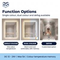 Miroir mural intelligent avec éclairage LED, interrupteur tactile, 5A, monochrome, trois couleurs, capteur capacitif pour salle de bain, DC12V 24V, haute sensibilité