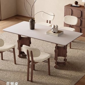Vintage Style Solid Wood Rectangular Dining <b>Table</b> <b>White</b> Slab Nordic Design Stable Structure For <b>Small</b> Apartments - Product Image 3