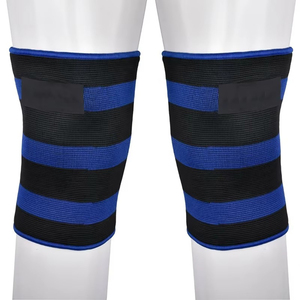 Rodillera de Compresión con Rayas Negras y Azules, Cierre Ajustable con Gancho y Bucle, Unisex, para Entrenamiento de Fuerza - Product Image 2