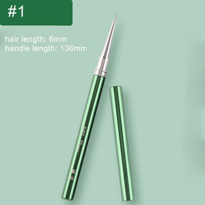 Ensemble de pinceaux à ongles avec manche en métal vert, courts et longs, pour base, gel, liner, détails et dessin, pour manucure - Product Image 6