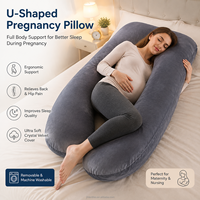Oreiller de grossesse en forme de U personnalisé OEM avec housse en velours doux, soutien ergonomique complet du corps, vente en gros