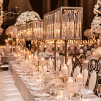 Support à fleurs en forme de T moderne orné de cristaux étincelants, en métal électroplaqué de haute qualité pour les fêtes, les mariages, les tables de fête
