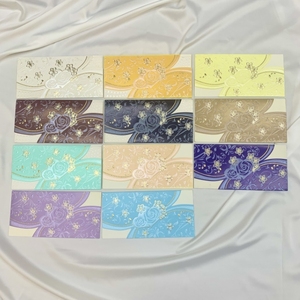Cartes d'invitation de mariage européennes faites à la main, thème amour, couleur rose, style pochette, design floral - Product Image 1