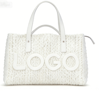 Grand sac fourre-tout tendance en jacquard tricoté 3D avec logo personnalisé pour femme, idéal pour les courses et la plage, avec personnalisation de marque