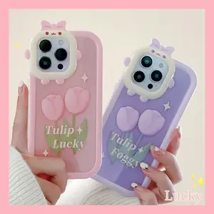 China Factory Wholesale No Minimum Personalized Cute Puppy Bow Silicone Mobile Phone Case