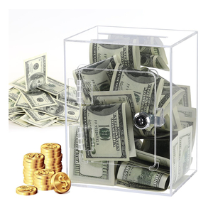 Salvadanaio Grande in Acrilico Trasparente con Chiavi per Aprire, per Risparmiare Monete e Banconote, Riutilizzabile - Product Image 1