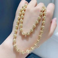 Ensemble collier et bracelet en or jaune pur 18 carats, fait main, dernière collection Xinfly, réglable pour femmes, style classique, vente en gros