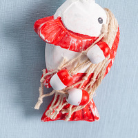 Ornement suspendu en résine de poisson méditerranéen, pendentif en corde de jute nautique, décoration murale marine côtière pour la maison, la salle de bain