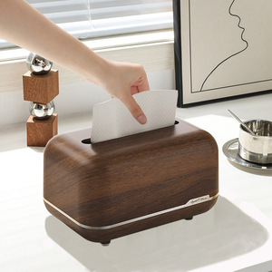 Caja de pañuelos de escritorio para sala de estar, nuevo estilo chino, de plástico, para mesa de centro, dormitorio, lujo ligero para el hogar, control remoto magnético de primavera - Product Image 1