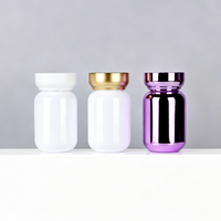Flacon de luxe en PET brillant pour produits de santé, avec couvercle plaqué or, conteneur vide pour emballage de capsules et comprimés de compléments alimentaires