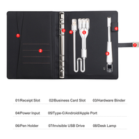 Carnet personnalisé avec logo, chargeur sans fil, en cuir, avec clé USB sans fil, cadeau d'affaires