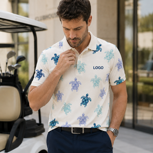 Polo de Golf Personalizado Premium para Hombre con Diseño de Palmeras, Ropa de Resort de Marca Privada con Tecnología de Absorción de Humedad, OEM - Product Image 1