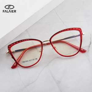 ฟาไลเออร์ แคทอายกรอบแว่นตา 52-18-138 ป้องกันแสงสีฟ้าผู้หญิงโลหะเต็มกรอบแว่นตาอินเทรนด์ - Product Image 2