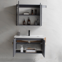 Ensemble de meubles de salle de bain en PVC suspendus au mur, personnalisés, résistants à l'humidité, étanches, avec armoire à miroir pour projet hôtelier
