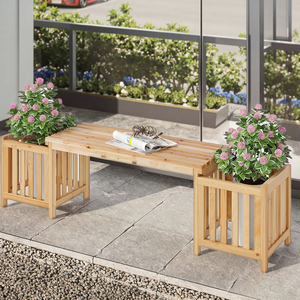 <span class=keywords><strong>Banc</strong></span> <span class=keywords><strong>de</strong></span> <span class=keywords><strong>jardin</strong></span> surélevé en bois moderne 2-en-1 écologique avec 2 jardinières latérales, siège extérieur et pot <span class=keywords><strong>de</strong></span> fleurs double usage pour <span class=keywords><strong>jardin</strong></span> domestique - Product Image 4