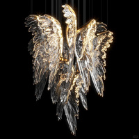 Lustre suspendu en cristal de luxe en forme d'ailes d'ange et de papillon pour villa, hall d'hôtel, lustres en verre personnalisés, éclairage suspendu