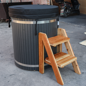 Precio bajo de fábrica Revestimiento de acero inoxidable Individuales Bañera de inmersión fría <span class=keywords><strong>con</strong></span> Carcasa de madera de plástico negro - Product Image 2