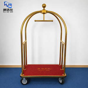 Carritos Portaequipajes de Metal Portátiles Personalizados para <span class=keywords><strong>Hotel</strong></span> con Diseño Moderno, Nuevo Carrito de Acero Inoxidable Desmontable para Lobby de <span class=keywords><strong>Hotel</strong></span> - Product Image 1