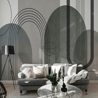 Papier peint auto-adhésif imperméable pour la décoration murale de la maison, style bohème moderne, géométrie incurvée superposée, papier peint mural