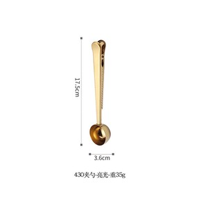 Cuillère à café en acier inoxydable avec clip pour sac, cuillère doseuse de 15 ml, manche long pour grains de café, thé, lait en poudre, épices - Product Image 2